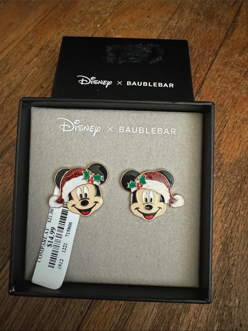 Mickey Mouse Holiday Stud Earrings - Red & Black - NWT